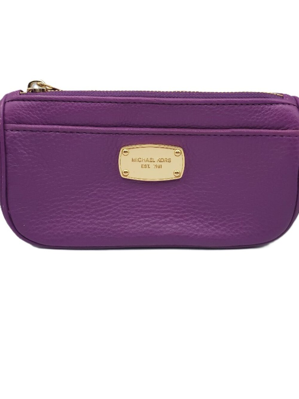 MICHAEL KORS Jet Set Travel Wallet Magenta Purple Pebbled Leather Monogram Lined